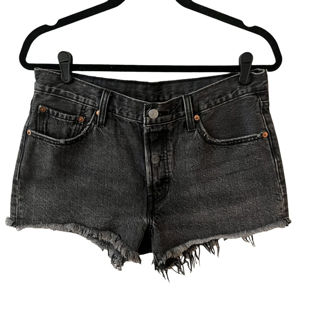 Levi's 501 Black Cutoff Button Fly Denim Shorts W29